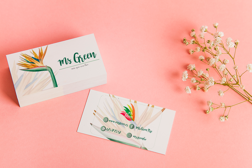 tarjeta de visita para ms.green, más que una flor
